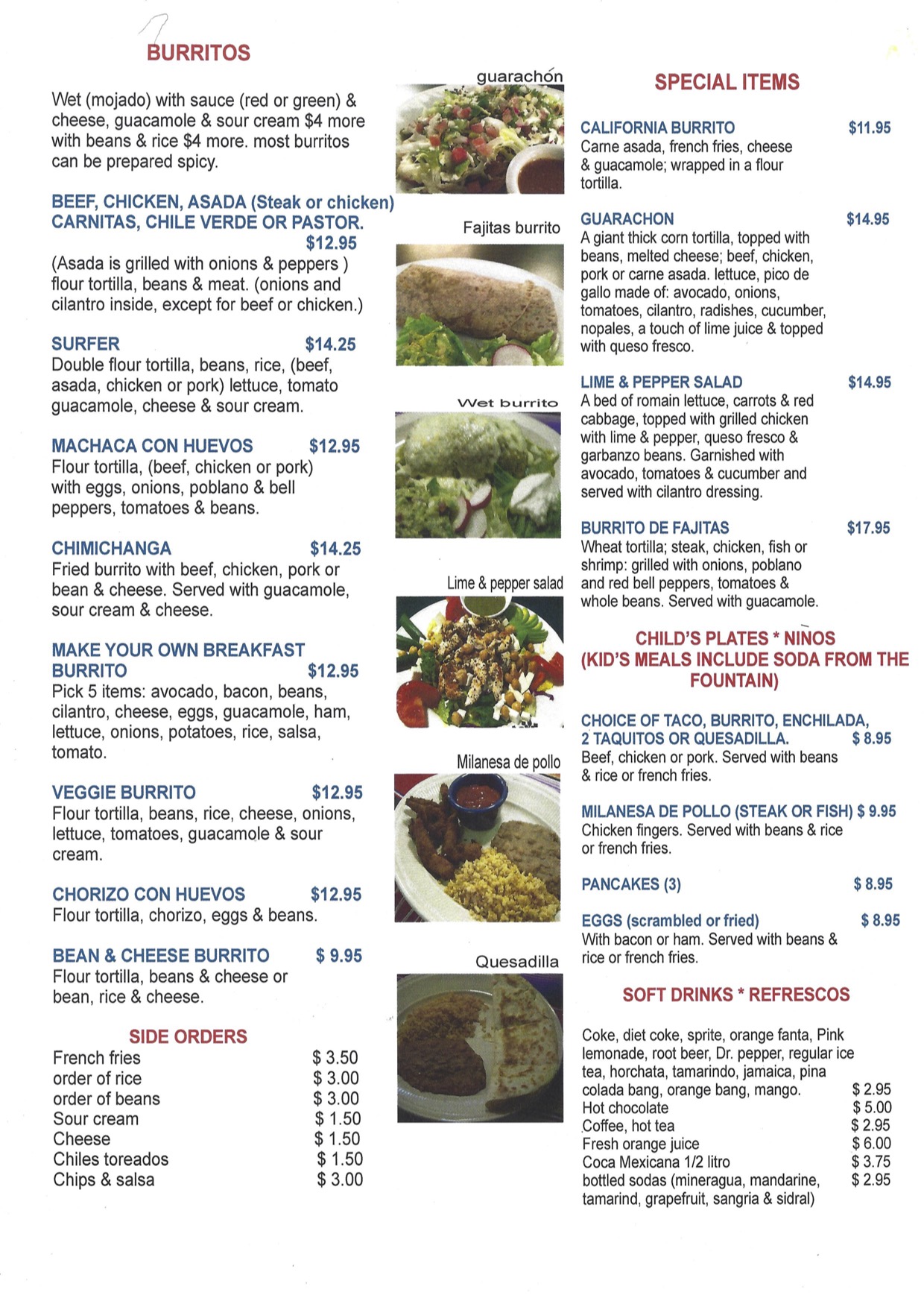 Menu La Cocina De Ricardo The Best Authentic Mexican Food In Orange