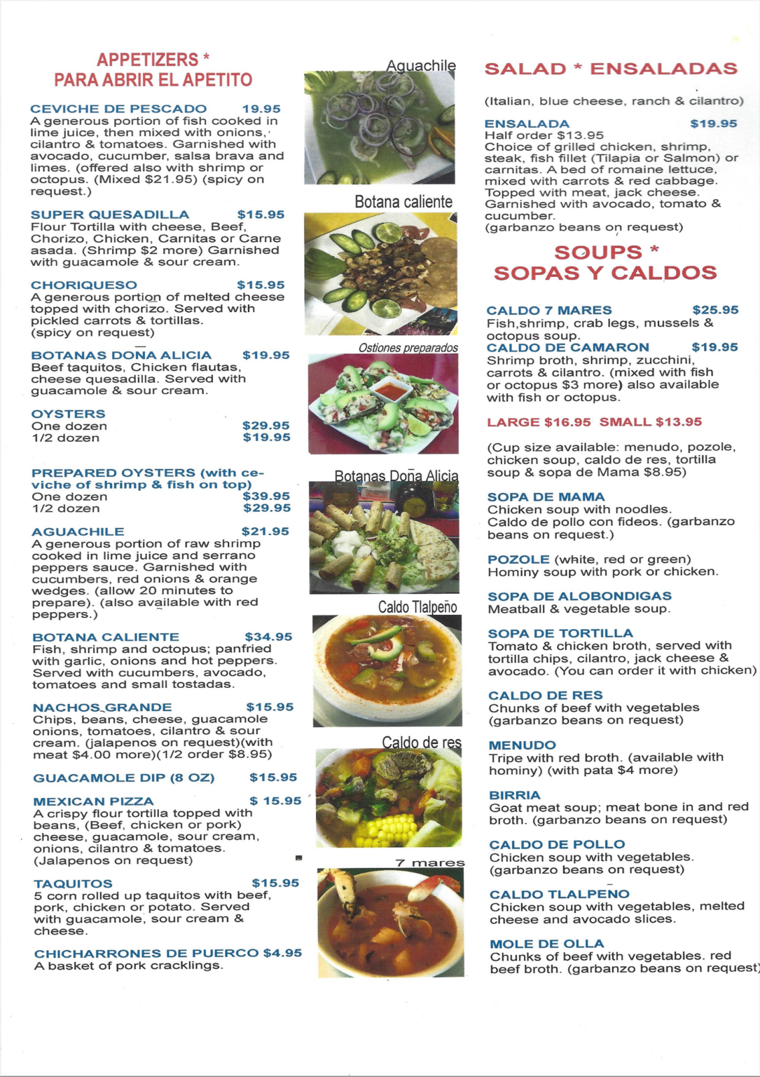 Menu La Cocina De Ricardo The Best Authentic Mexican Food In Orange