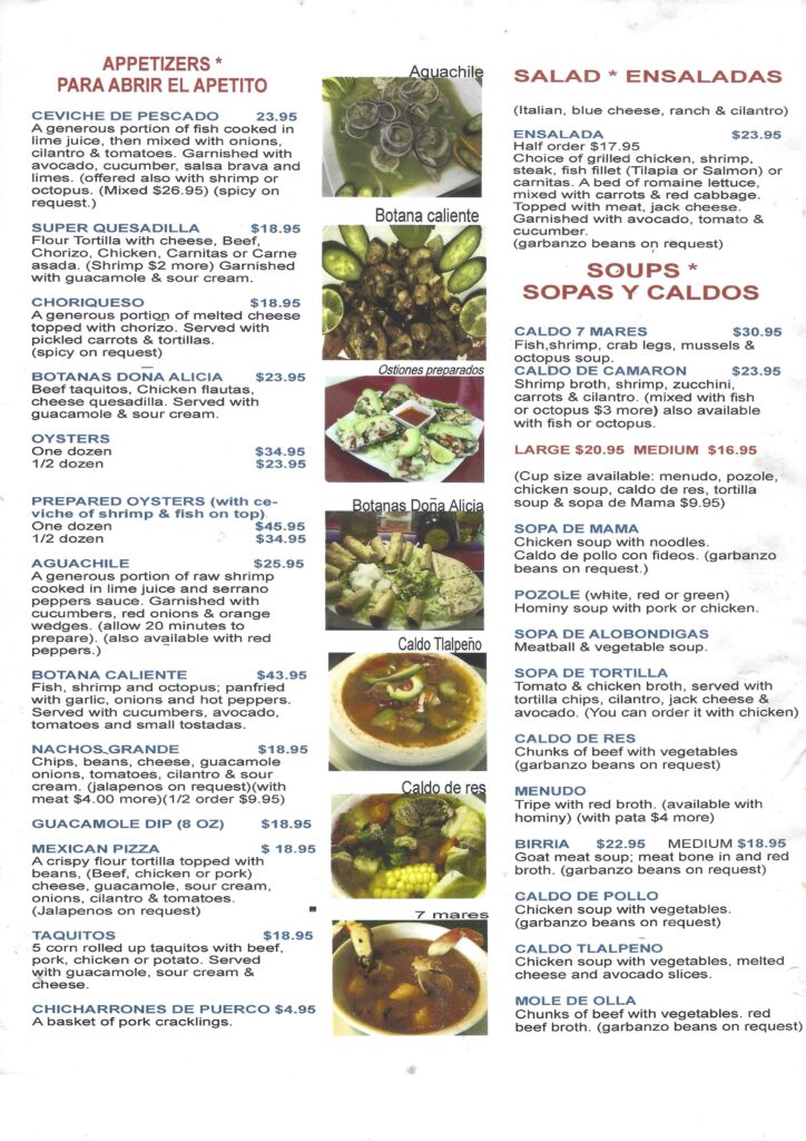 Our menu, appetizers, salads and soups.