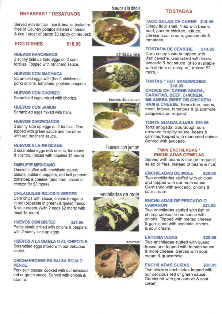 Page 4 La Cocina de Ricardo Menu items with photos Links to text menu