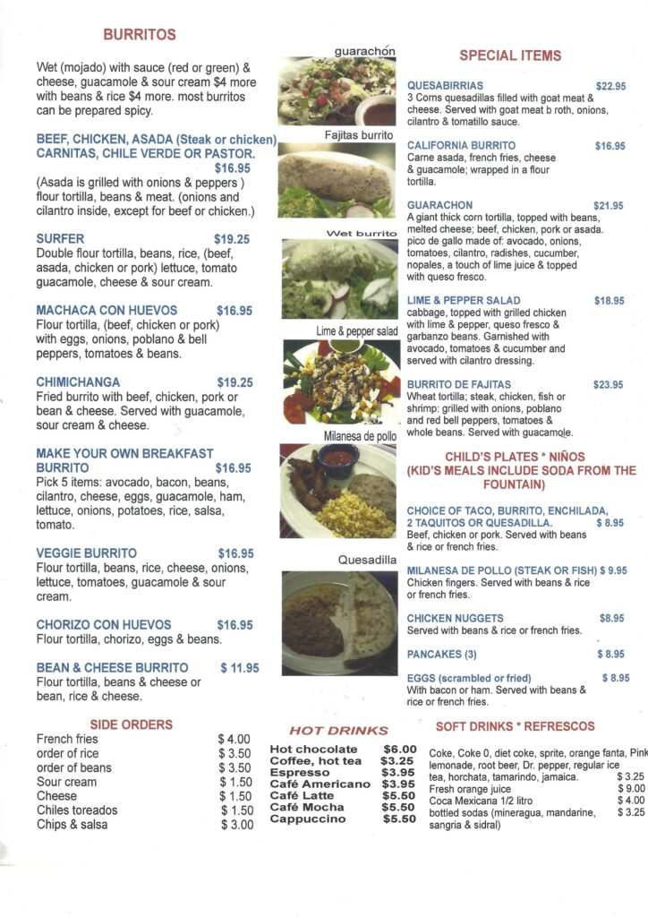 Page 5 La Cocina de Ricardo Menu items with photos Links to text menu
